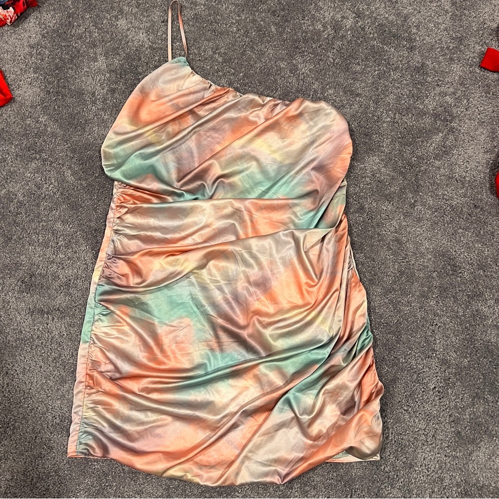 Missguided One Shoulder Iridescent Dress